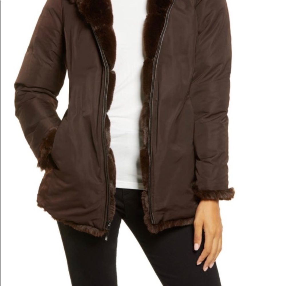 VIA SPIGA NWT Eggplant Faux Fur Reversible Jacket - Picture 6 of 11